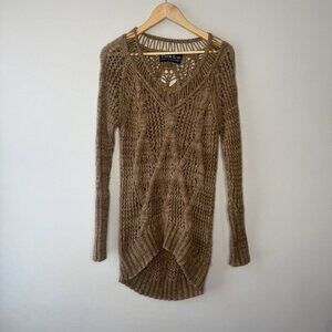 Custo Knitwear Brown Chunky Boho Knit Sweater Women’s Sz L Tunic